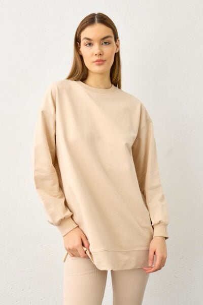 Taş Yüksek Bel Tayt Üstü Bisiklet Yaka Tunik  Pamuklu Alt Üst Takım