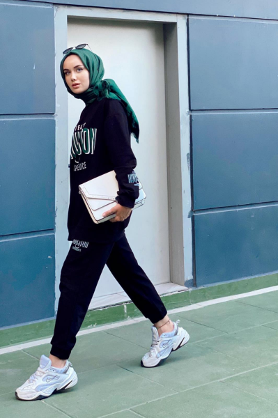 Houston Pamuklu Oversize Siyah Alt Üst Takım