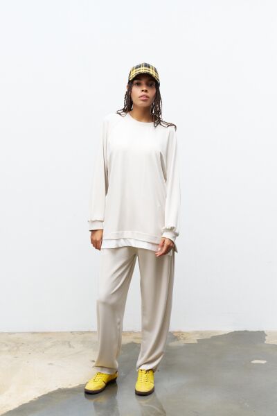 Taş Kadın Bisiklet Yaka Eteği Süprem Üst Ve Beli Lastikli Alt Modal Takım