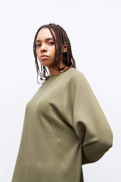 HAKİ Kadın Bisiklet Yaka Eteği Süprem Üst Ve Beli Lastikli Alt Modal Takım