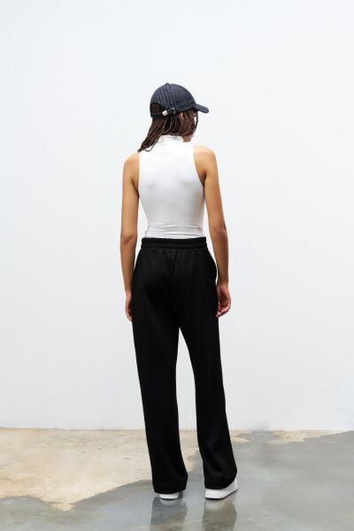 Siyah Kadın Bel Ayarlanabilir Rahat Kalıp Modal Pantolon