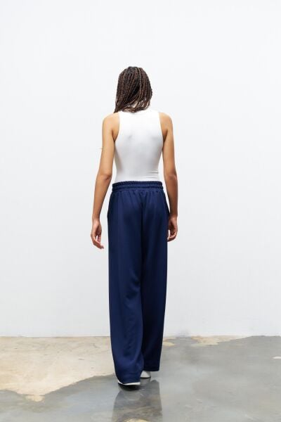Lacivert Kadın Bel Ayarlanabilir Rahat Kalıp Modal Pantolon
