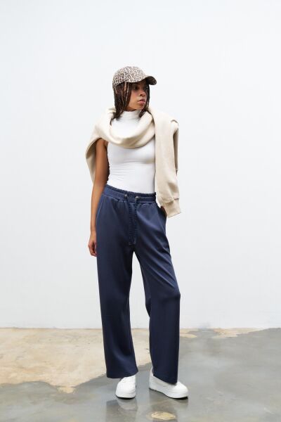 Füme Kadın Bel Ayarlanabilir Rahat Kalıp Modal Pantolon