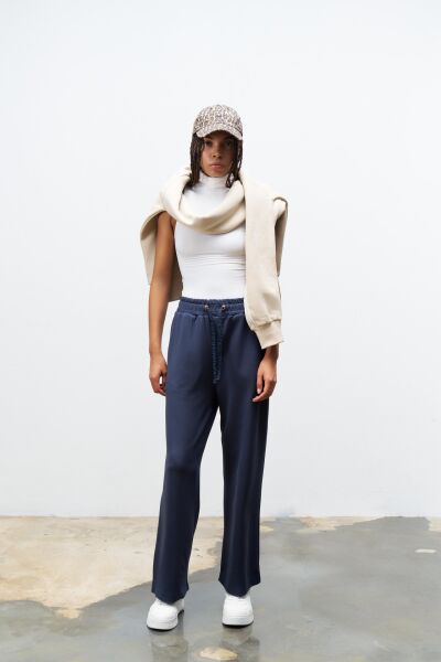 Füme Kadın Bel Ayarlanabilir Rahat Kalıp Modal Pantolon