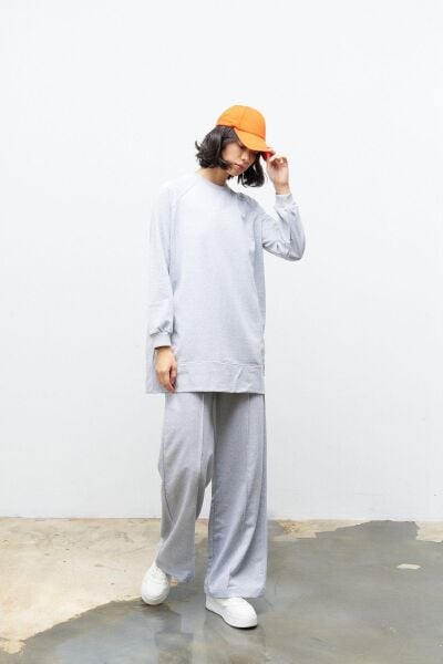 Rener Süs Etiketli Oversize Gri Alt Üst Takım