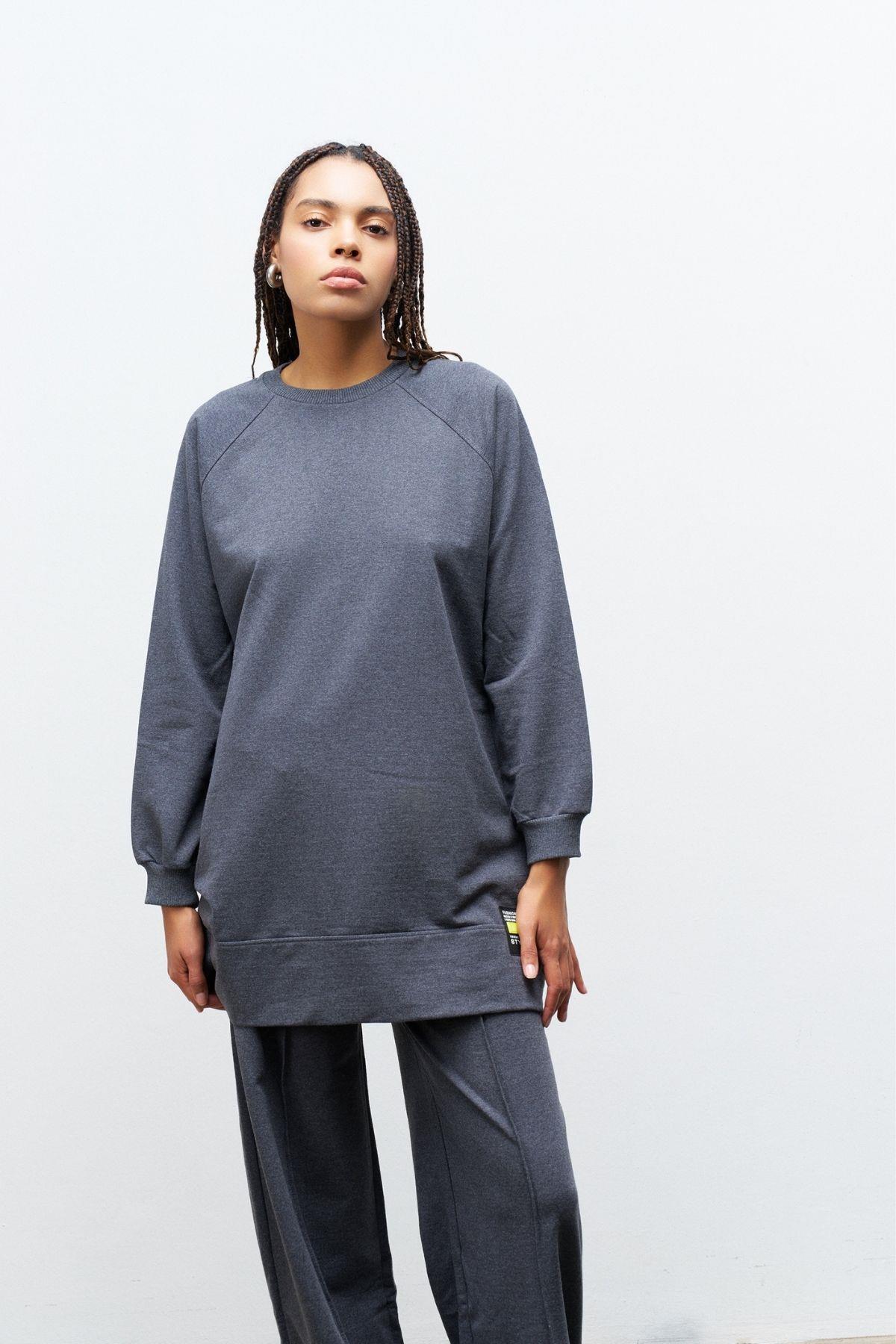 Rener Süs Etiketli Oversize Antrasit Alt Üst Takım