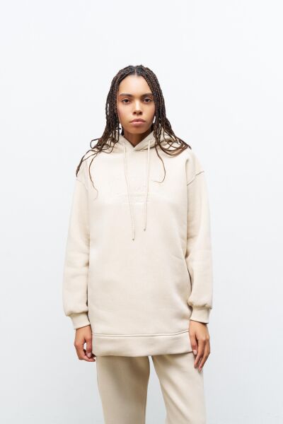 Taş İçi Polarlı Alt Üst Nakış İşlemeli Kapüşonlu Oversize Şardonlu Takım