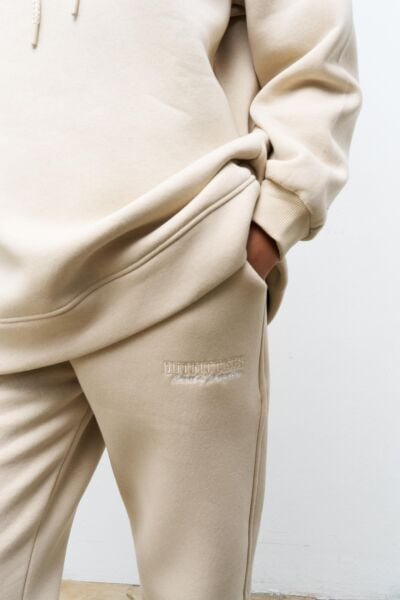 Taş İçi Polarlı Alt Üst Nakış İşlemeli Kapüşonlu Oversize Şardonlu Takım