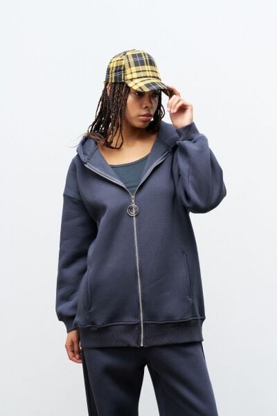 Füme Kadın Fermuar Detaylu Atlet-Alt-Üst 3'lü İçi Polarlı Şardonlu Takım