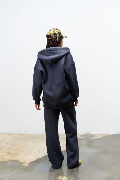 Füme Kadın Fermuar Detaylu Atlet-Alt-Üst 3'lü İçi Polarlı Şardonlu Takım