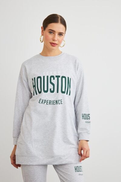 Houston Pamuklu Oversize Gri Alt Üst Takım