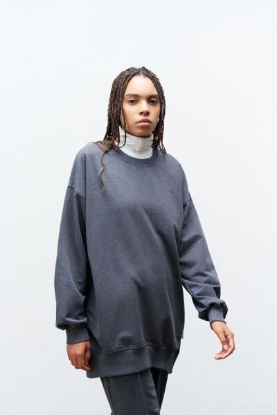 Next Yandan Yırtmaçlı Oversize Pamuklu Antrasit Alt Üst Takım