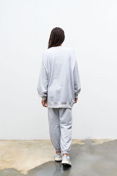 Next Yandan Yırtmaçlı Oversize Pamuklu Gri Alt Üst Takım