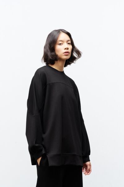 Siyah Taş Rengi Kadın Jogger Pantolon Ve  Kol Etiket Detaylı  Modal Alt Üst Takım