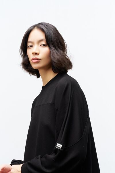 Siyah Taş Rengi Kadın Jogger Pantolon Ve  Kol Etiket Detaylı  Modal Alt Üst Takım