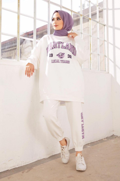 Maryland Pamuklu Oversize Ekru Takım